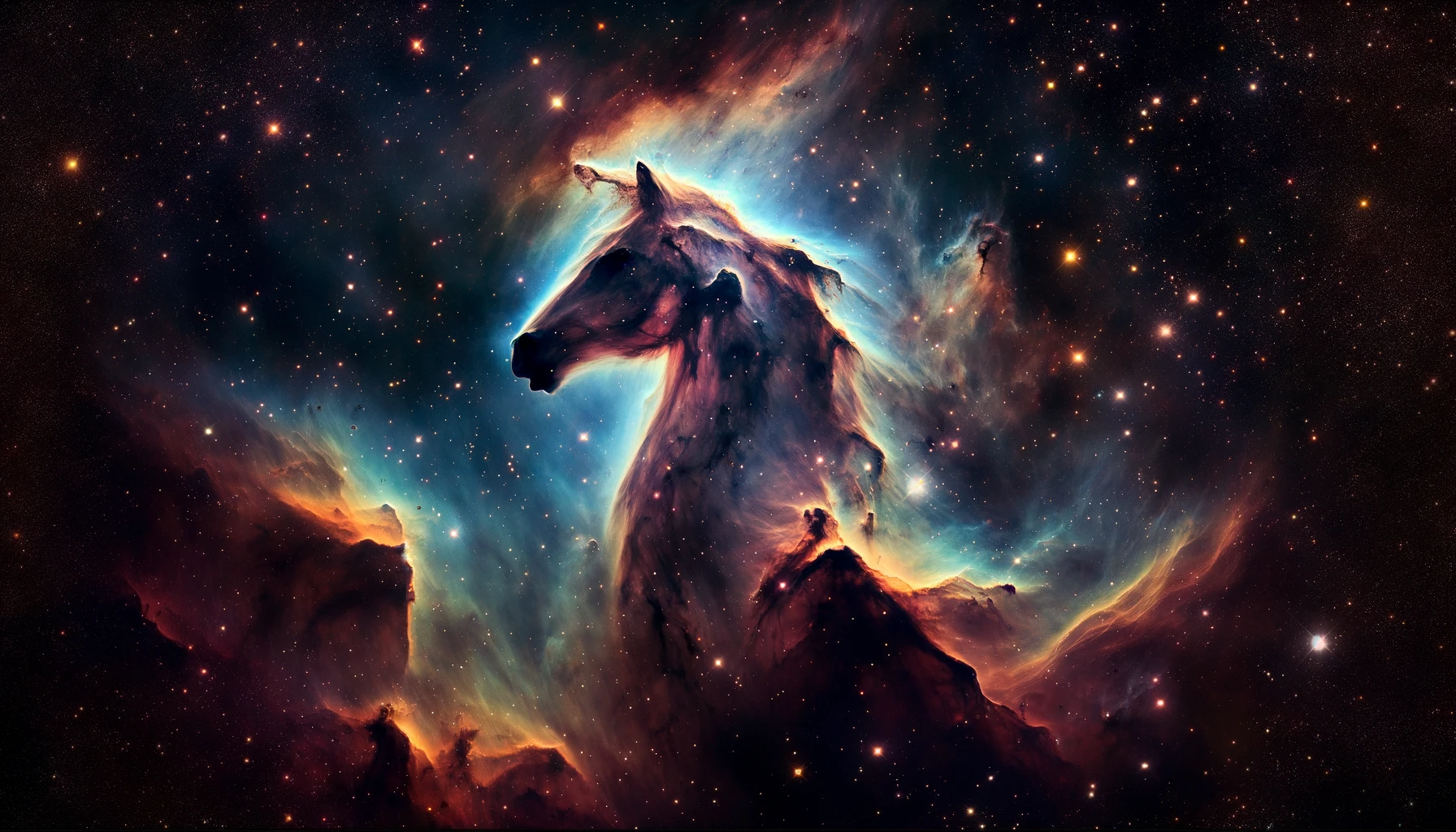 La Nebulosa Testa di Cavallo, evidenziando la sua forma iconica e il contrasto con lo sfondo