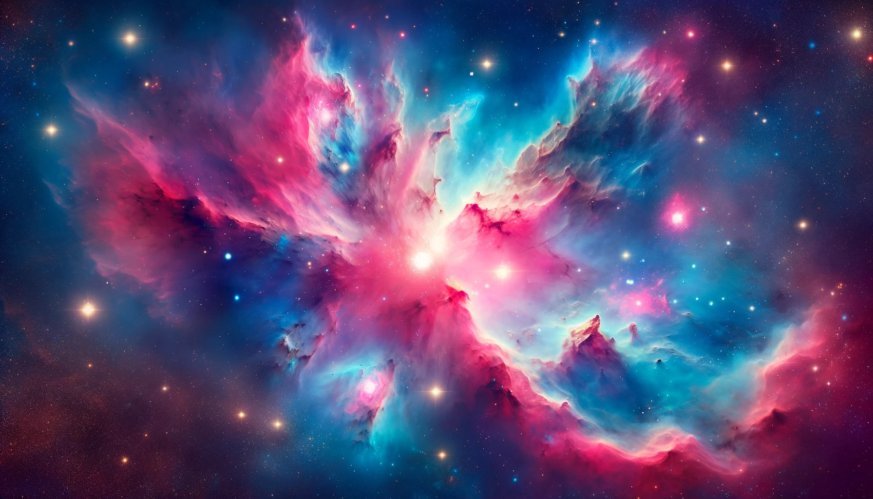  Una visione colorata e vibrante della Nebulosa dell'Orione, con sfumature di rosa e blu