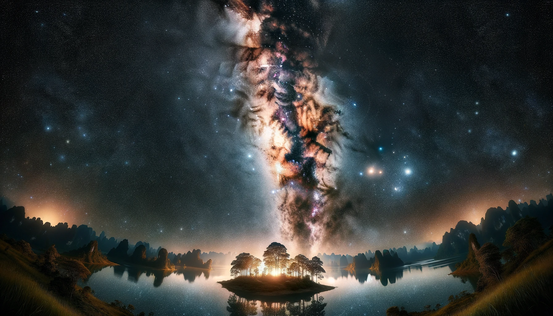Un panorama della Via Lattea con le sue numerose stelle e la banda luminosa