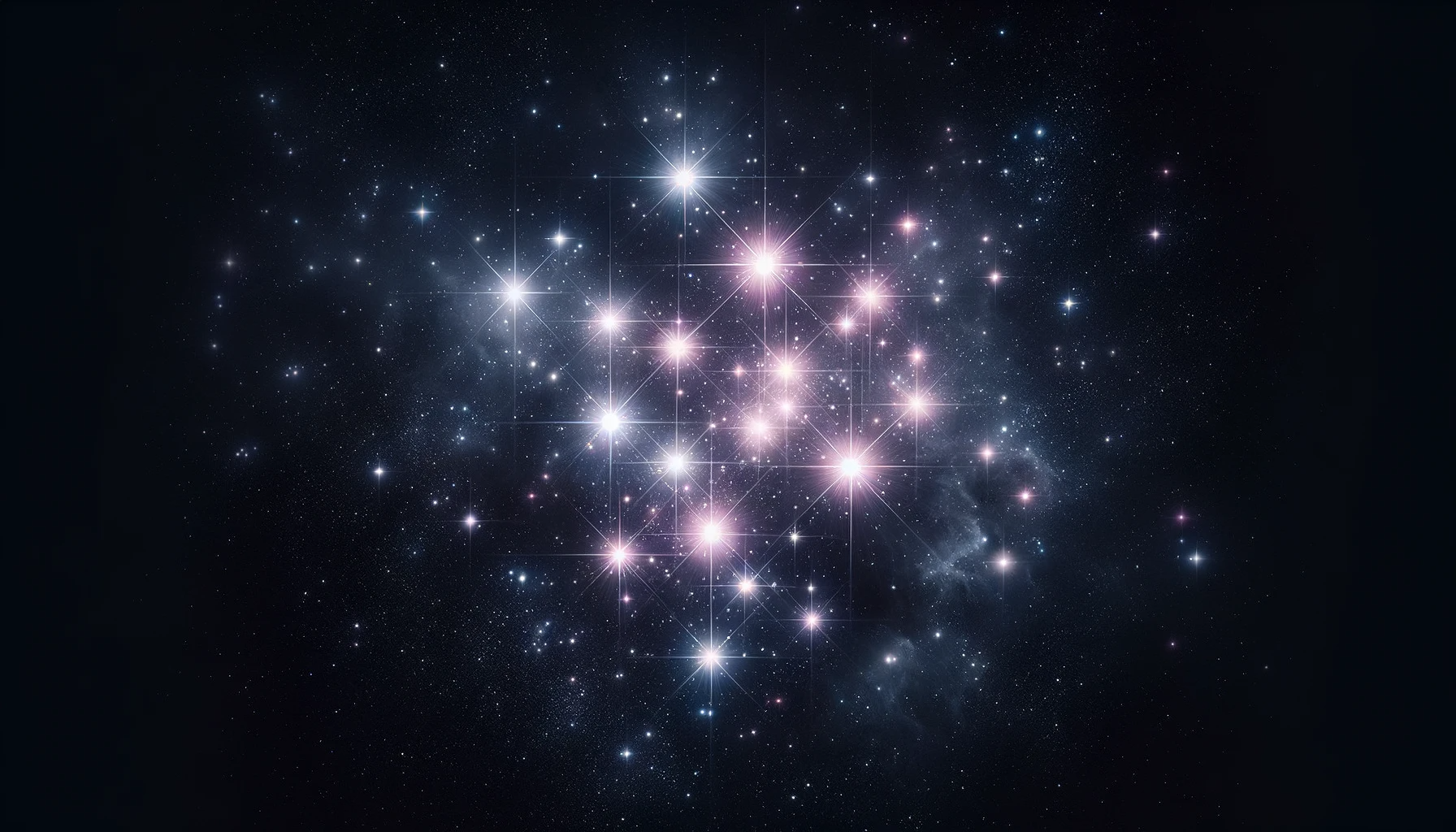  L'ammasso delle Pleiadi con le sue stelle scintillanti su uno sfondo scuro.
